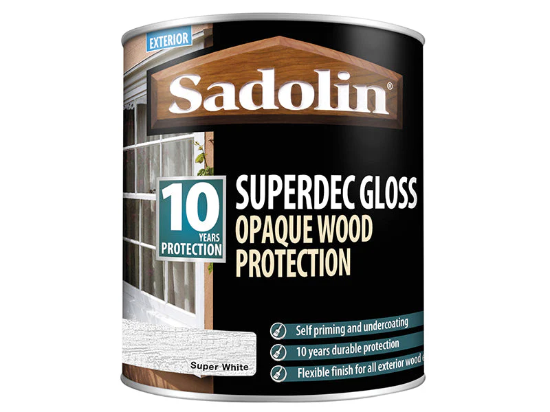 Sadolin  Superdec Opaque Wood Protection Super White Gloss 1 litre