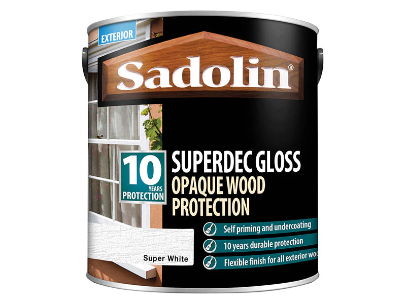 Sadolin  Superdec Opaque Wood Protection Super White Gloss 2.5 litre