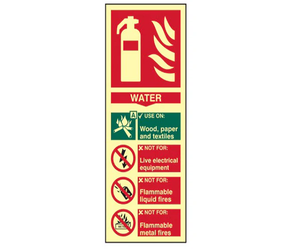 Scan Fire Extinguisher Composite Water - Photoluminescent 75 x 200mm