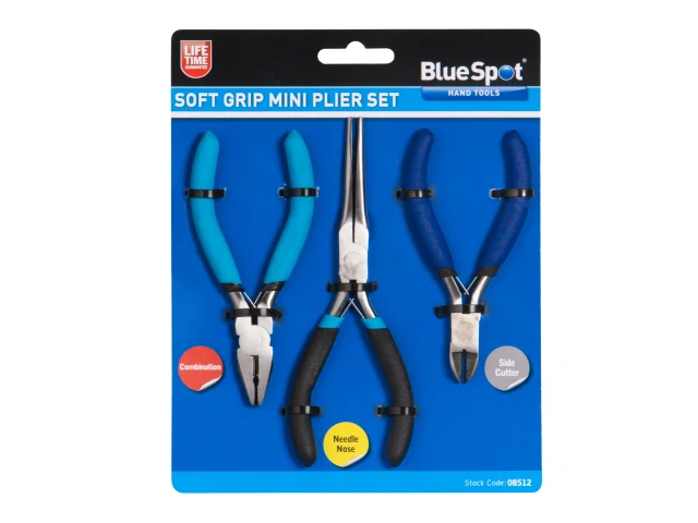 BlueSpot Tools Soft Grip Mini Plier Set, 3 Piece - Image 2