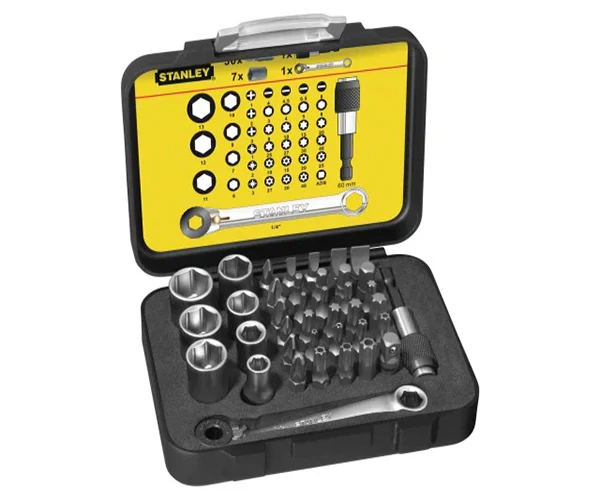 Stanley Bit & Socket Set of 39 + Ratchet End Metric 1/4 Drive