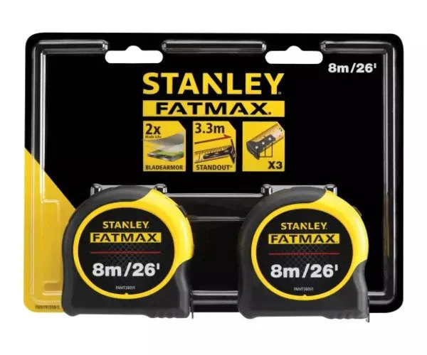 Stanley FatMax® Classic Tape Twin Pack 8m/26ft (Width 32mm)