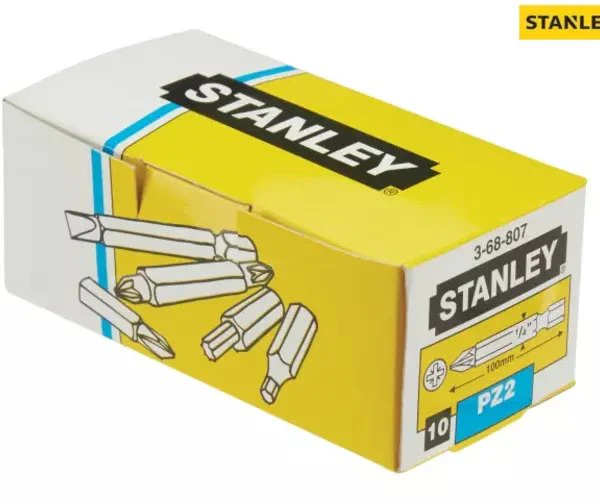 Stanley Pozidriv Power Bits PZ2 x 100mm (Box 10) - Image 2