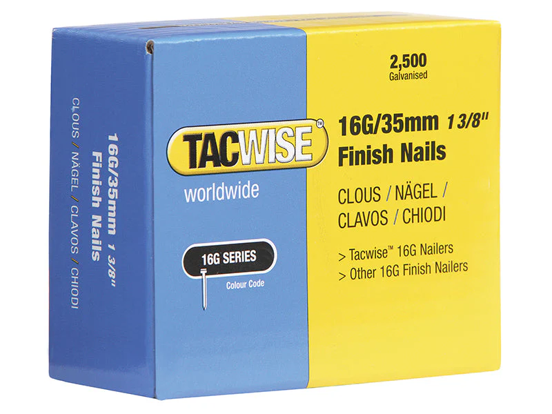 Tacwise  16 Gauge Straight Finish Nails 40mm (Pack 2500)