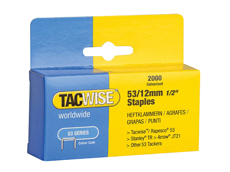 Tacwise  53 Light-Duty Staples 12mm (Type JT21  A) (Pack 2000)