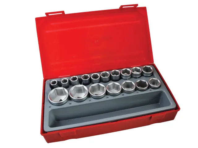 Teng TT1217-6 Metric 6-Pt Socket Set, 17 Piece - 1/2in Drive