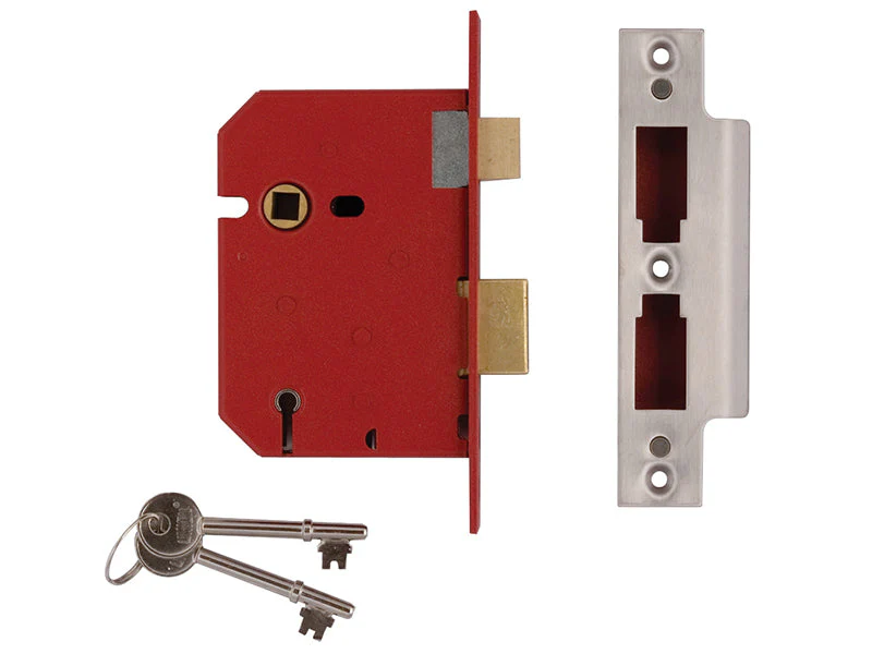 UNION  2201 5 Lever Mortice Sashlock Satin Chrome 65mm 2.5in Visi