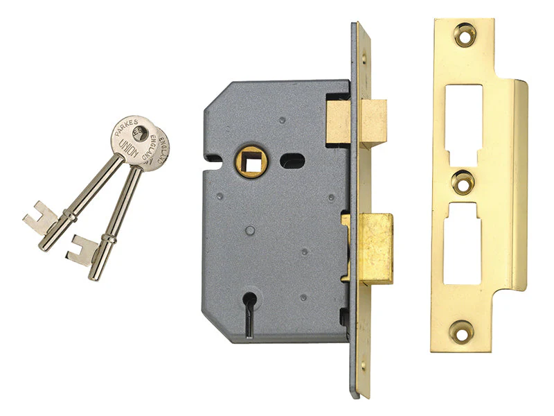 UNION  2277 3 Lever Mortice Sashlock Satin Chrome 65mm 2.5in Visi