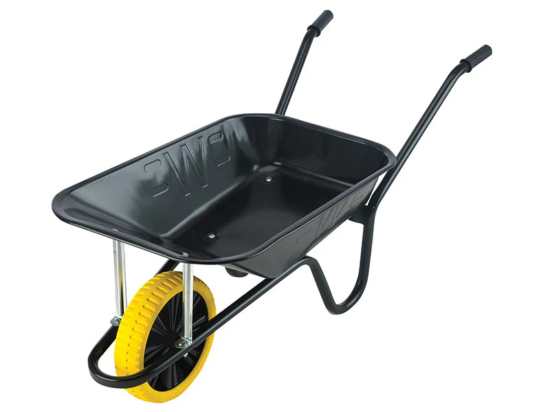 Walsall  85L Contractor Black Heavy-Duty Builder's Wheelbarrow - Puncture Proof