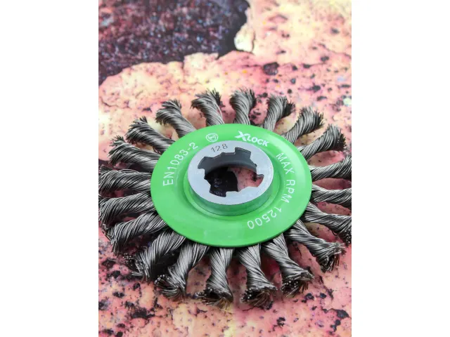 Faithfull X-LOCK Conical Wire Brush 115mm M14x2, 0.50mm Stainless Steel Wire - Image 4