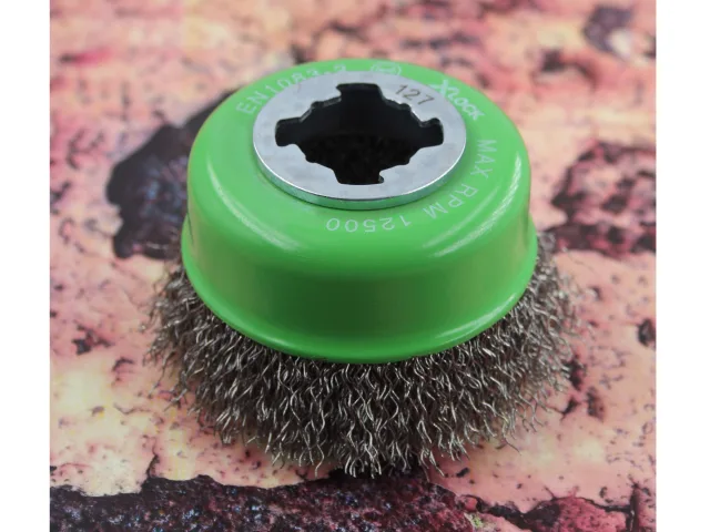Faithfull X-LOCK Wire Cup Brush 75mm M14x2, 0.30mm Stainless Steel Wire - Image 4
