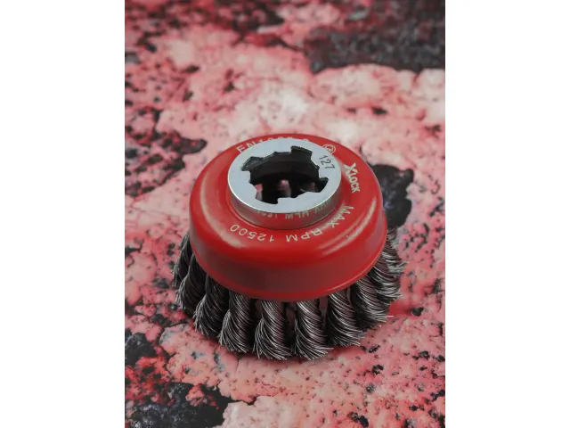 Faithfull X-LOCK Wire Cup Brush Twist Knot 75mm M14x2, 0.50mm Steel Wire - Image 4