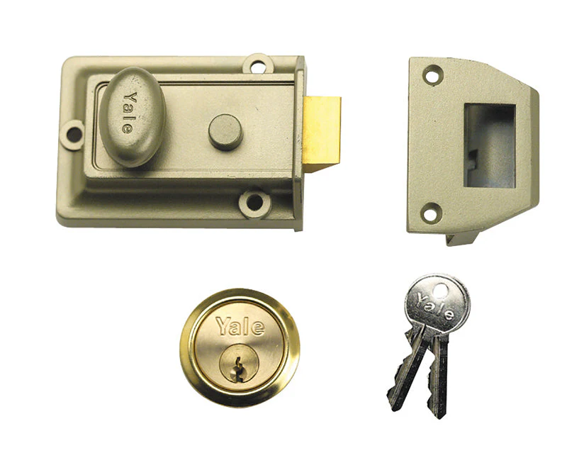 Discontinued Yale Locks P77 Traditional Nightlatch 60mm Backset Nickel Brass Finish Visi