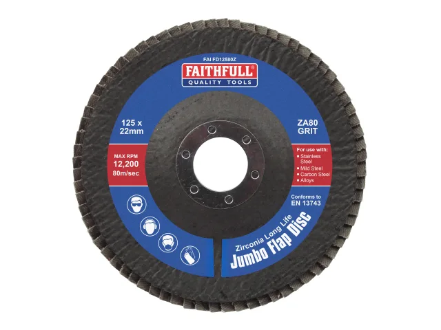 Faithfull Zirconia Abrasive Jumbo Flap Disc ZA80 125mm - Image 2